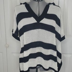 LA SERISSA Black & White Shawl Hoodie Sz L